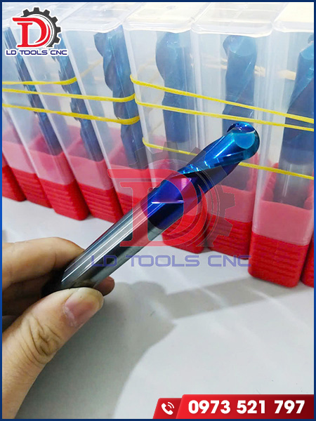 Dao phay cầu hợp kim phủ Nano Blue 2 me (65HRC)